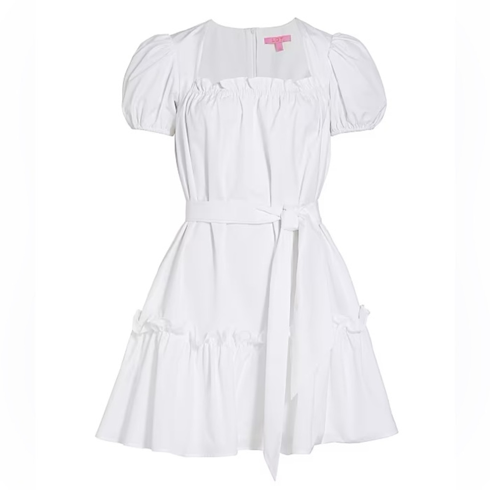 LDT Ruffled Puff Sleeve Mini Dress White Size 0